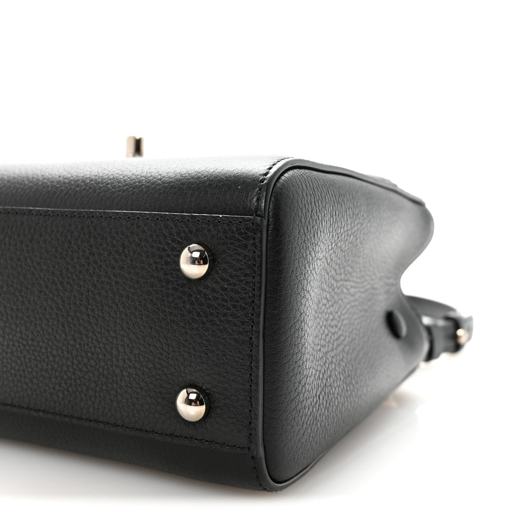 Grained Calfskin Mini Neo Executive Shopper Tote Black
