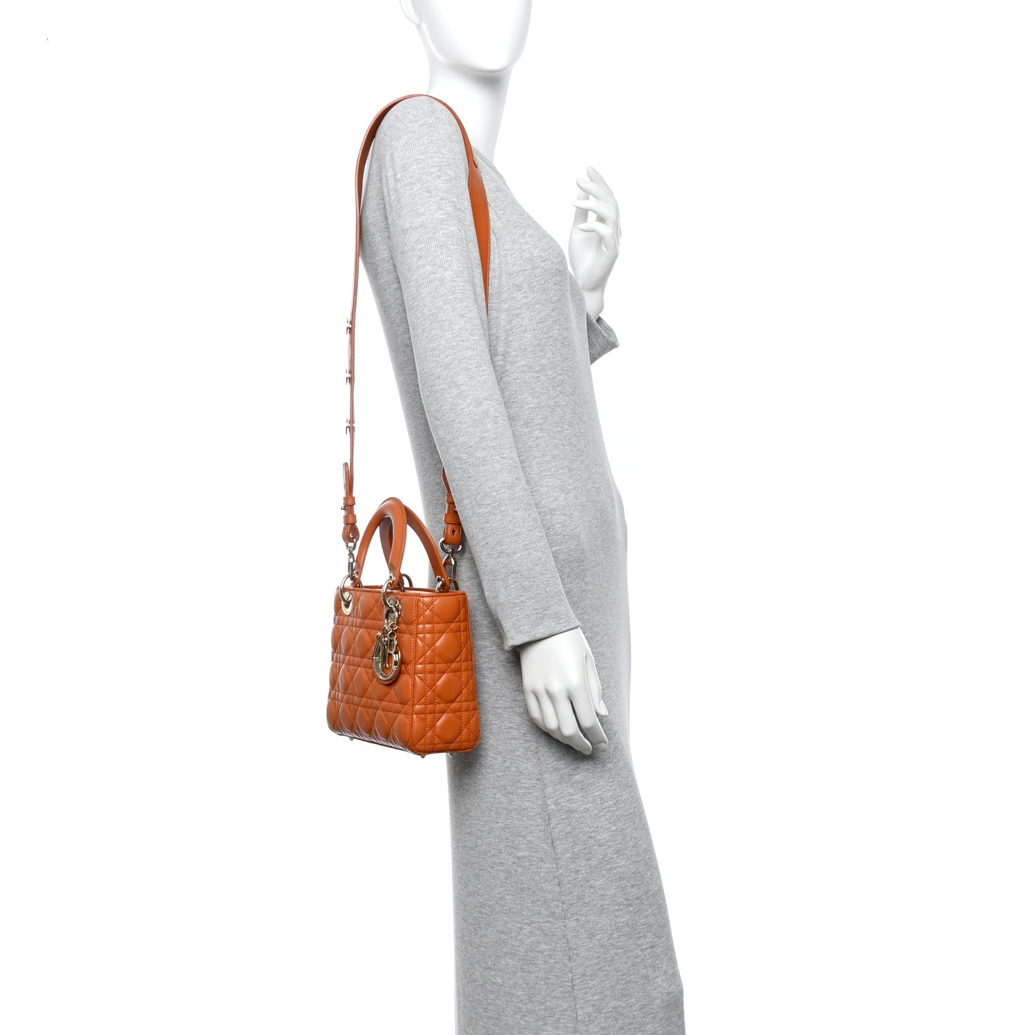 Lambskin Cannage Small Lucky Badges My Lady Dior Orange