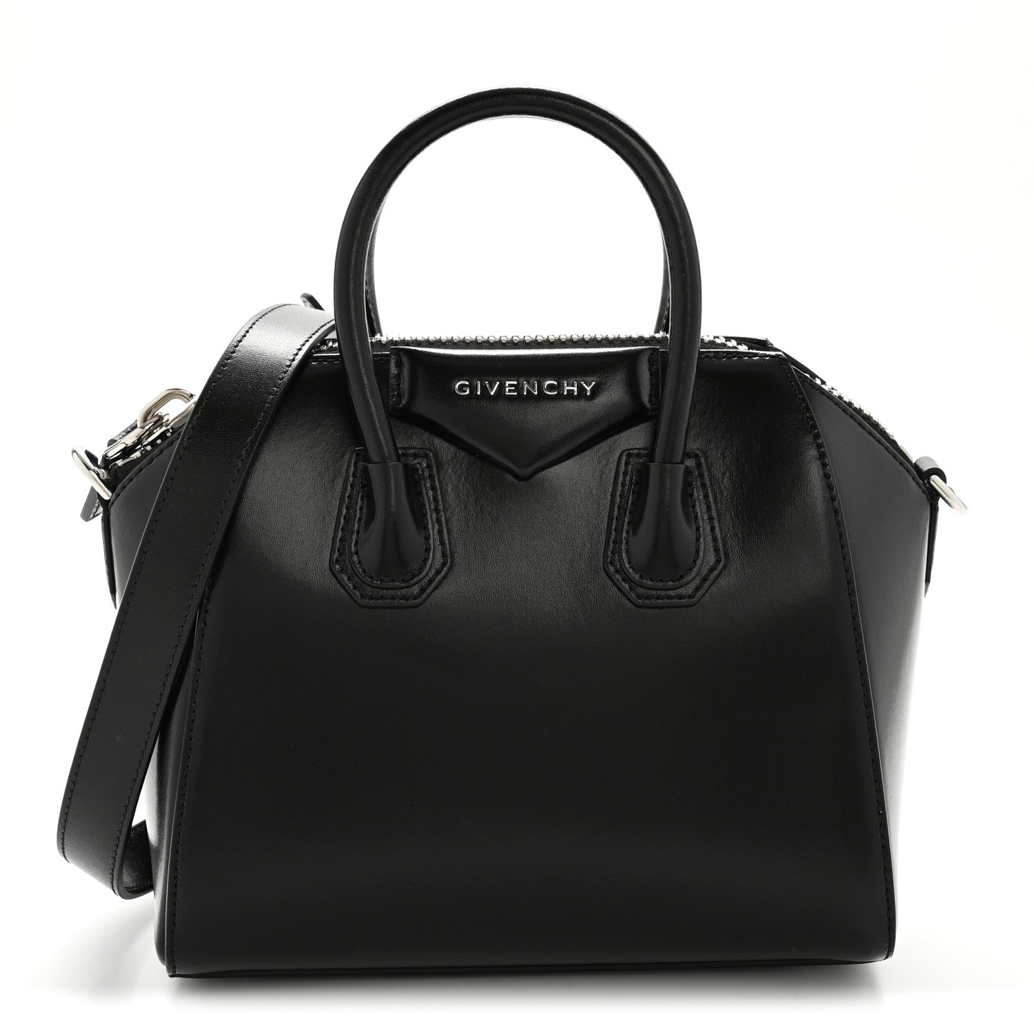 Shiny Lord Calfskin Mini Antigona Black