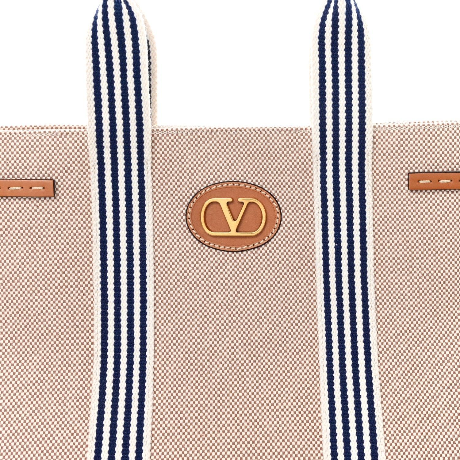 Jacquard Canvas Vlogo Antibes Shopping Bag Natural Multicolor