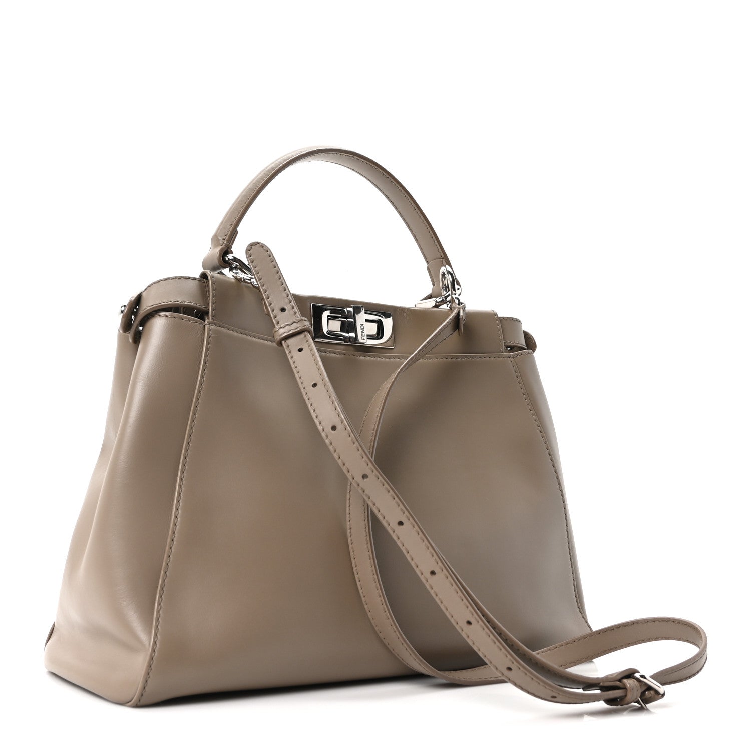 Vitello Morgan Shiny Nappa Medium Peekaboo Iconic Satchel Tortora