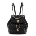 Lambskin Quilted Small Duma Drawstring Backpack Black
