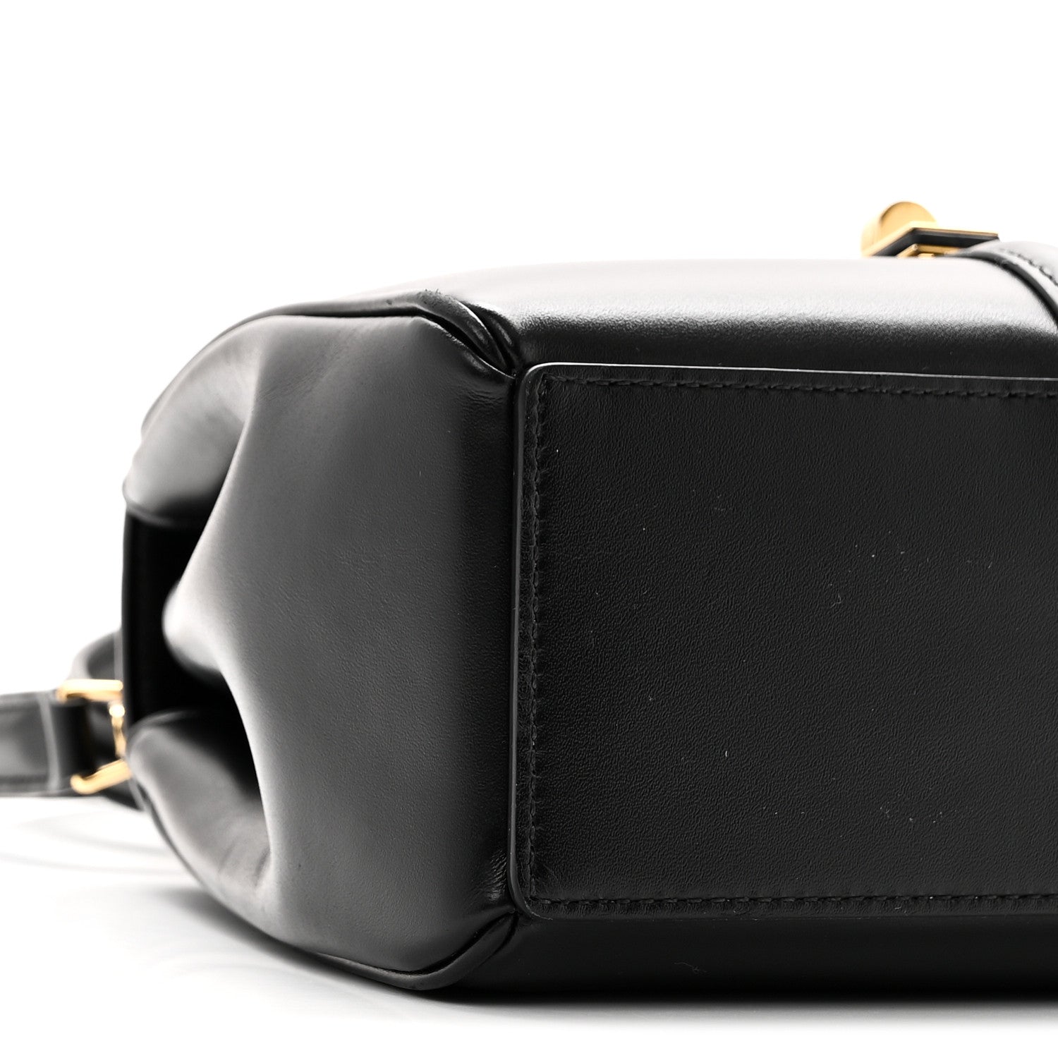 Satinated Calfskin Mini 16 Top Handle Bag Black