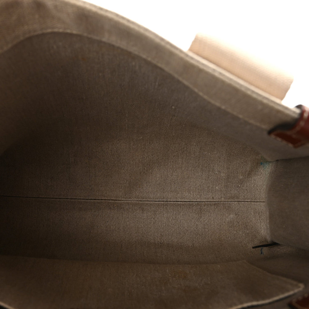 Cotton Calfskin Medium Woody Ribbon Tote White Brown