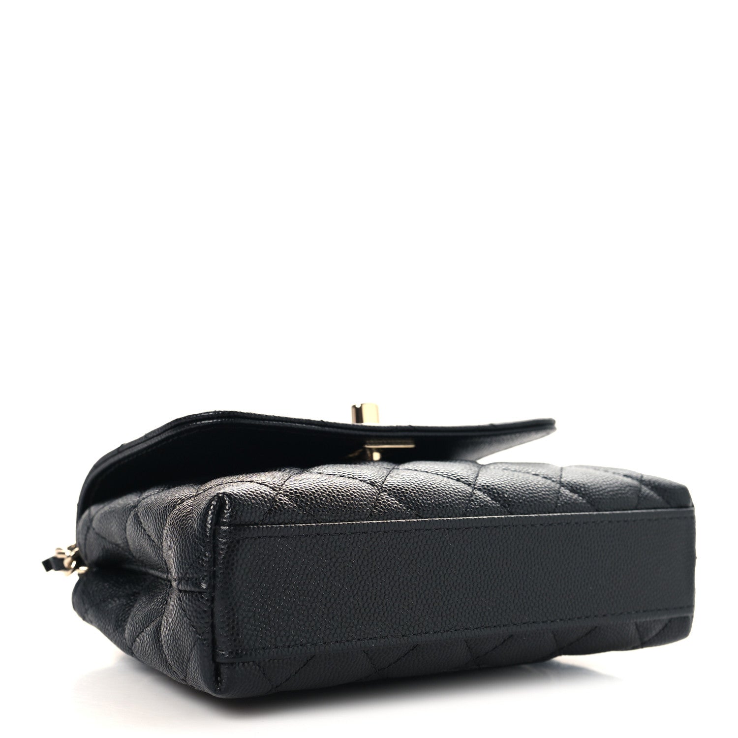 Caviar Quilted Coco Handle Clutch With Chain Black