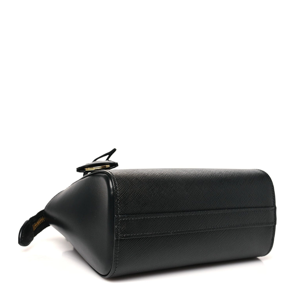 Saffiano Soft Calfskin Mini Zippered Tote Black