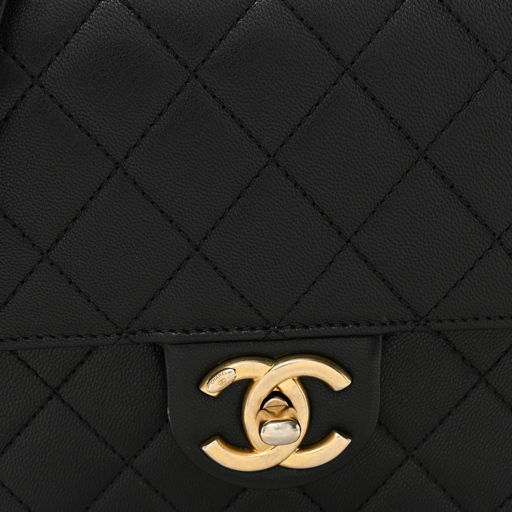 Goatskin Quilted Chic Pearls Flap Black