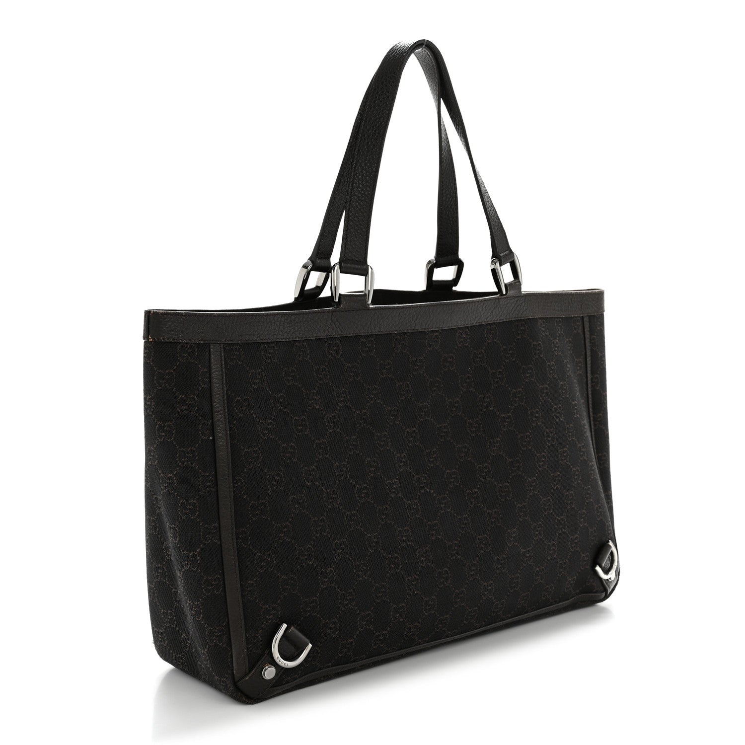 Denim Monogram Large Abbey Tote Dark Brown