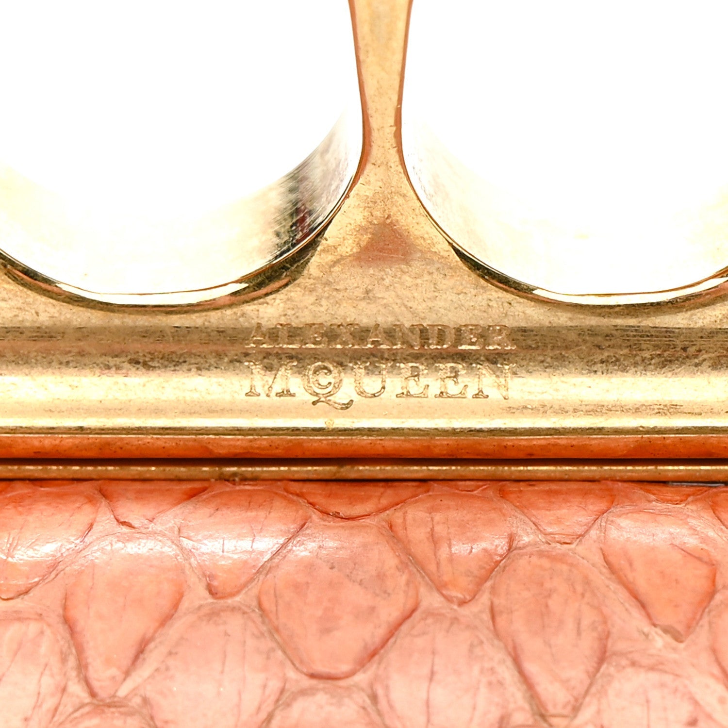 Snakeskin Knuckle Box Clutch Orange