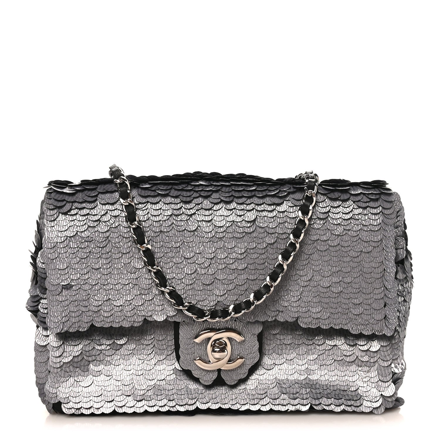 Sequin Small Single Flap Silver
