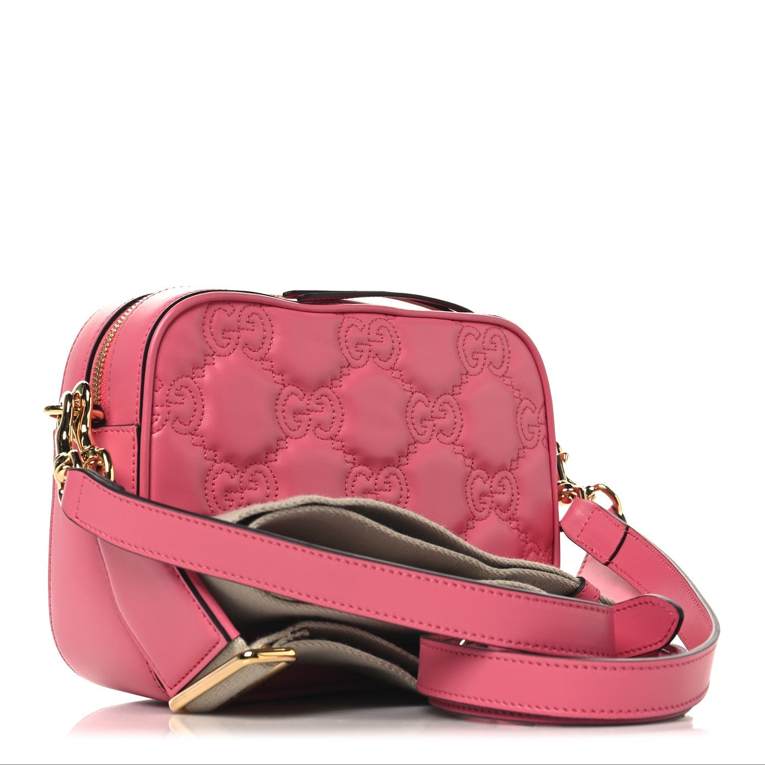 Calfskin GG Matelasse Small Shoulder Bag Rhodamine Pink Natural