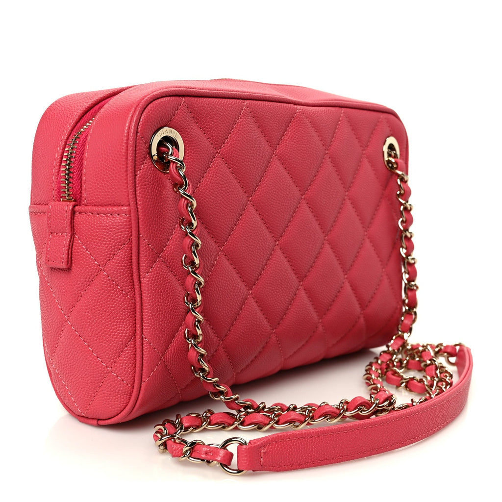 Caviar Quilted Small In & Out Camera Case Pink