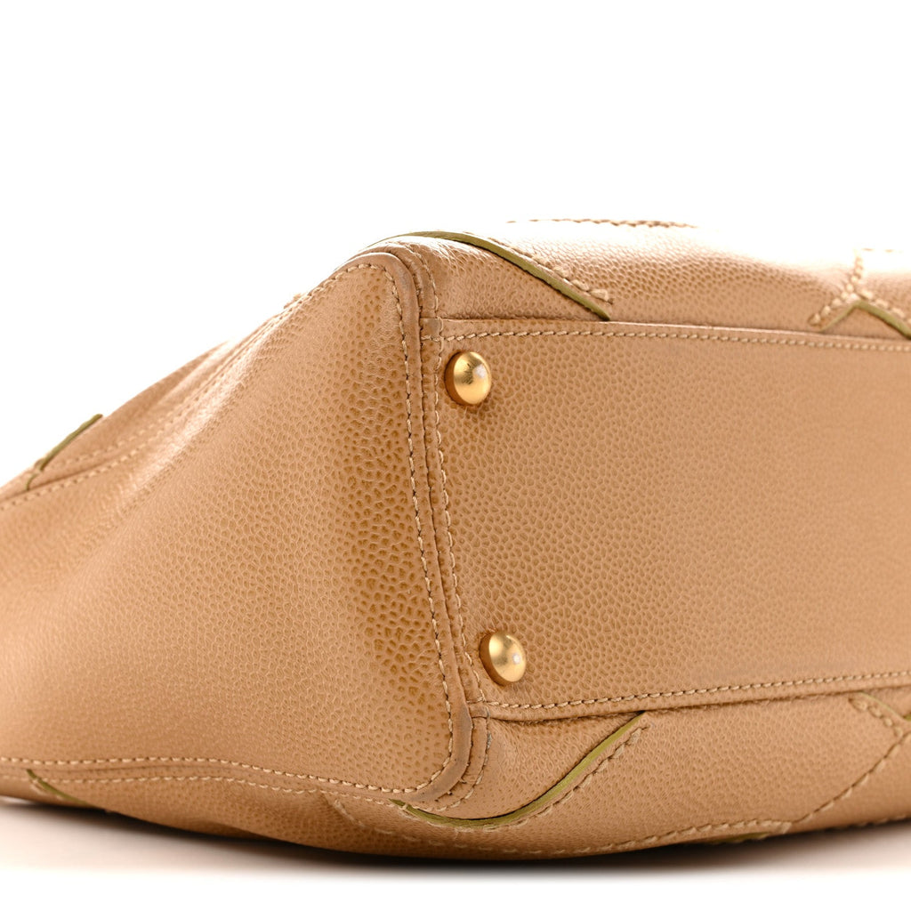 Caviar CC Stitched Shoulder Bag Beige