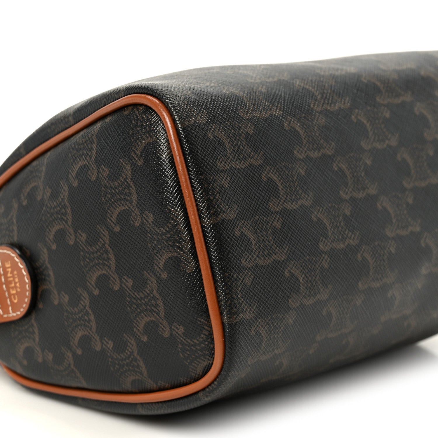 Triomphe Canvas Calfskin Small Boston Bag Tan