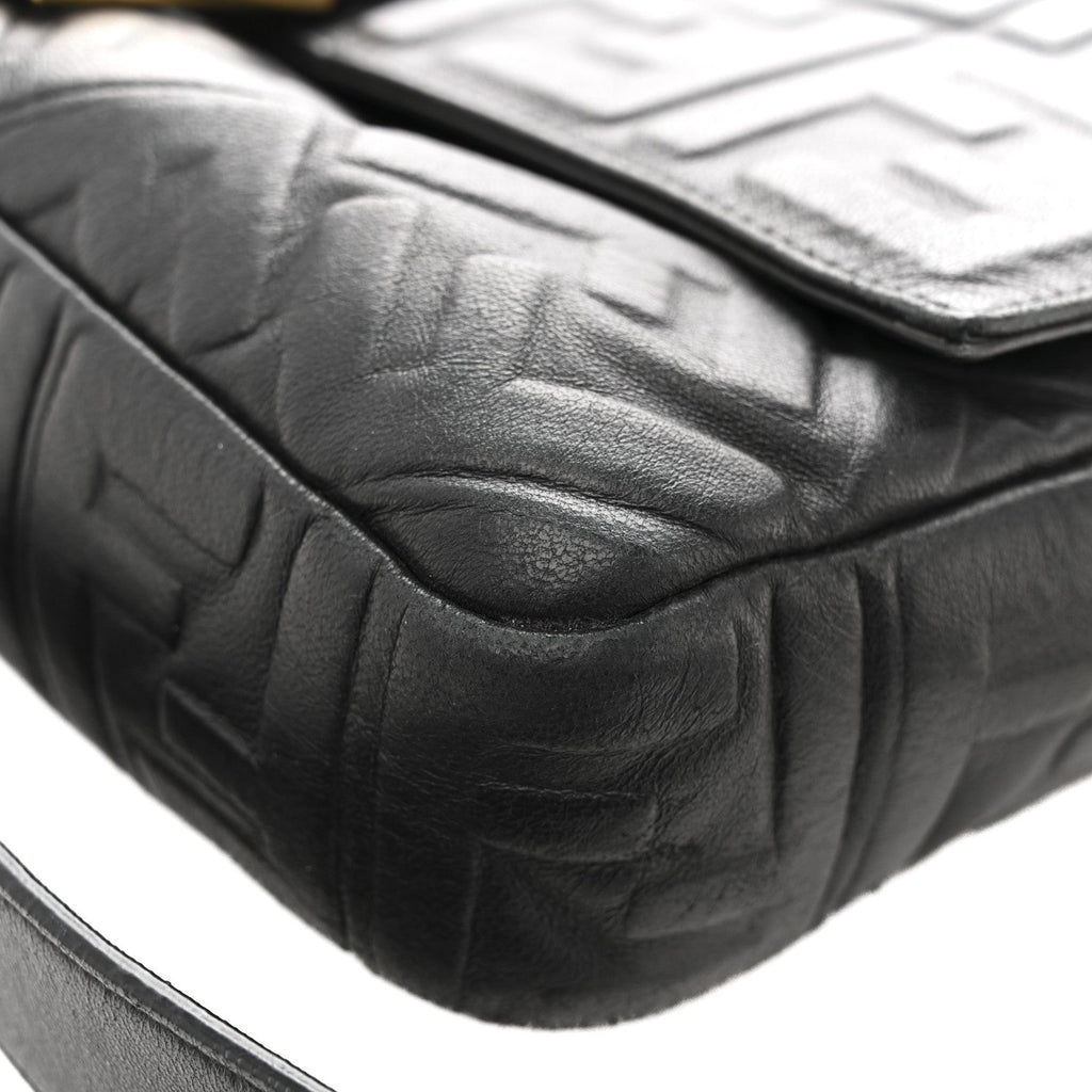 Nappa FF 1974 Embossed Large Baguette Black
