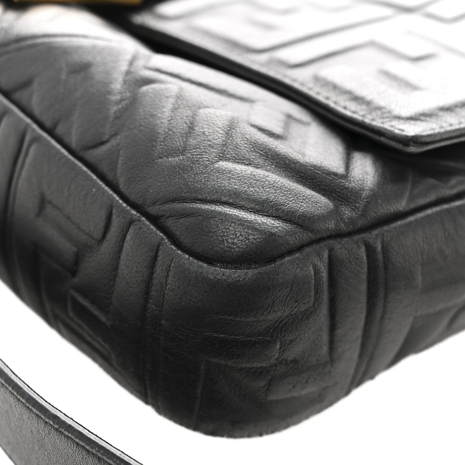 Nappa FF 1974 Embossed Large Baguette Black