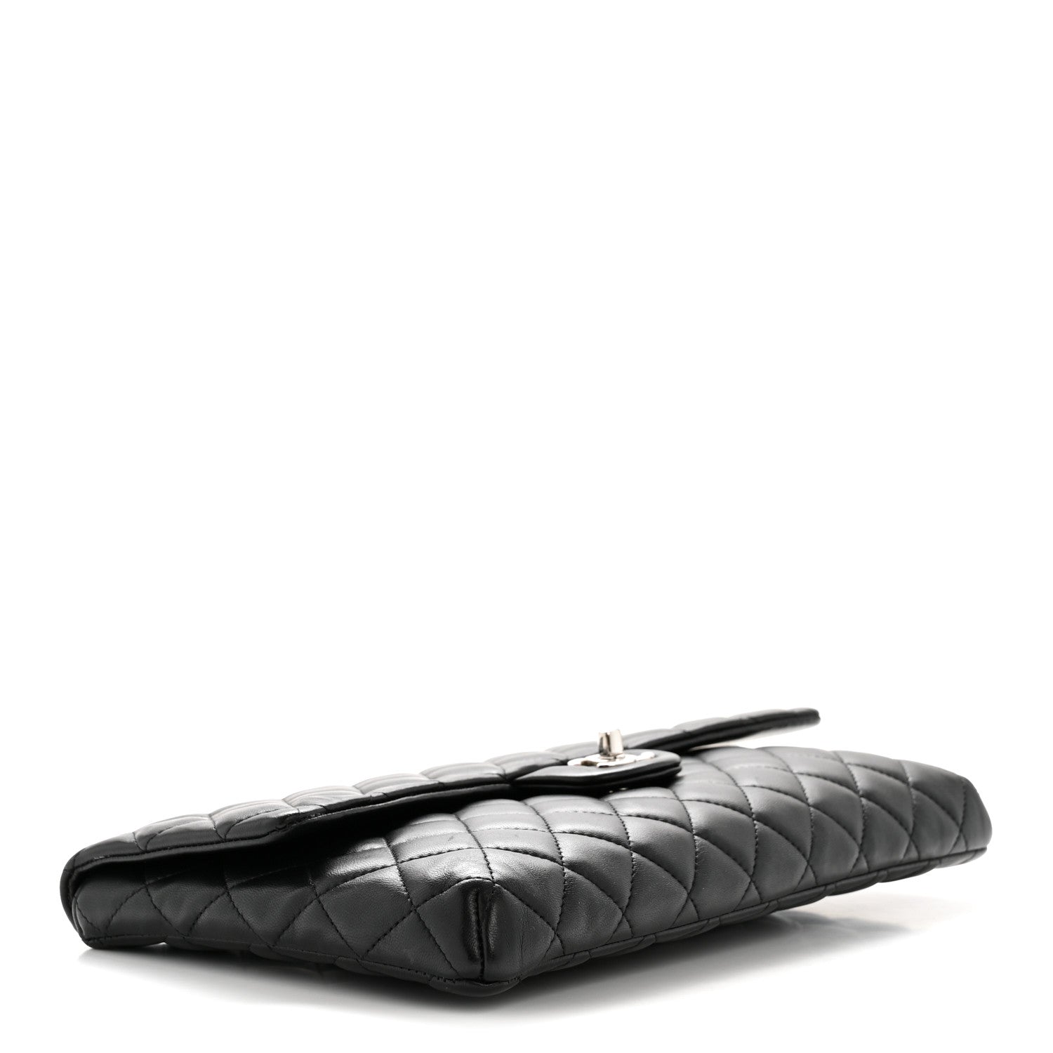 Lambskin Quilted Flap Clutch Black