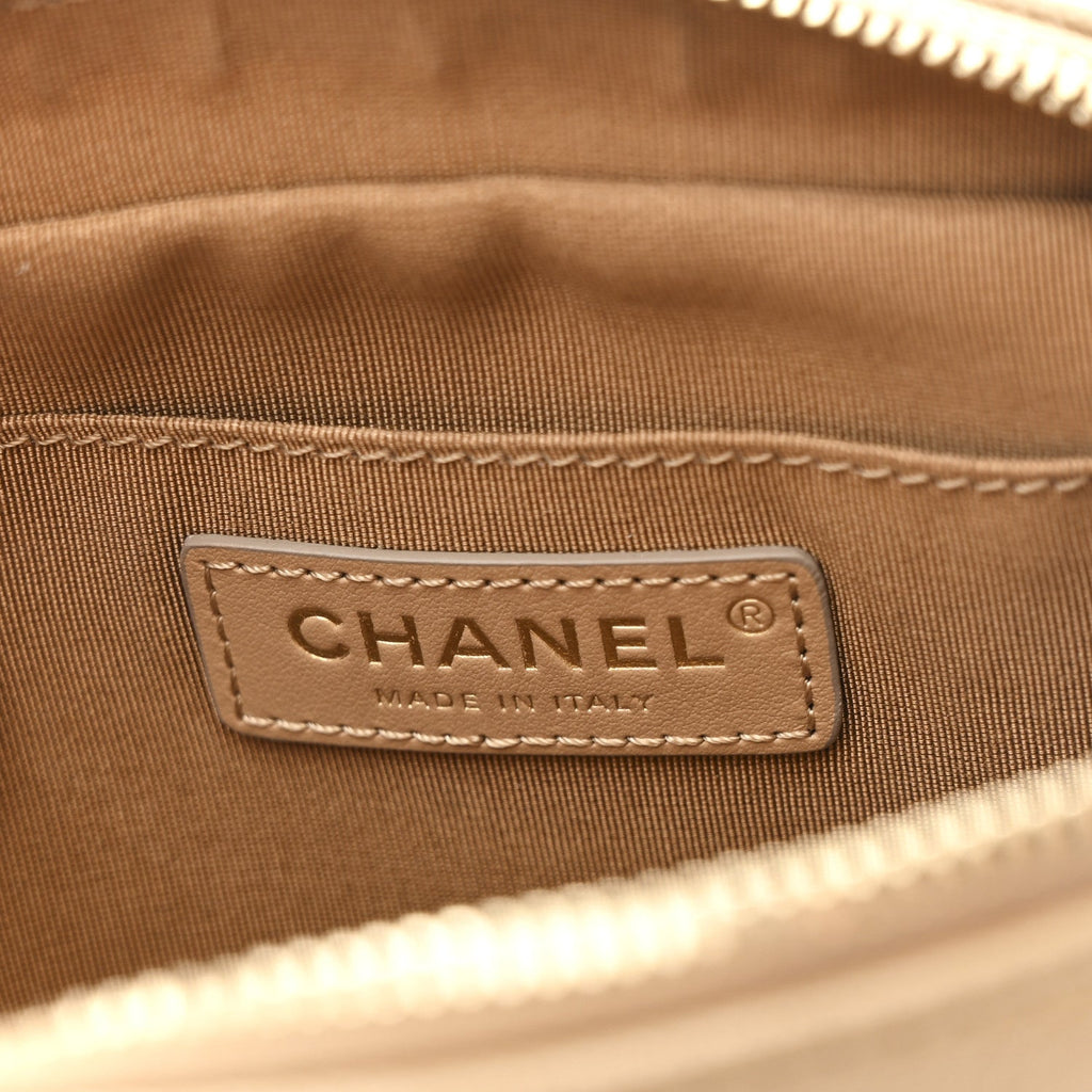 Metallic Calfskin Quilted Waist Bag Gold