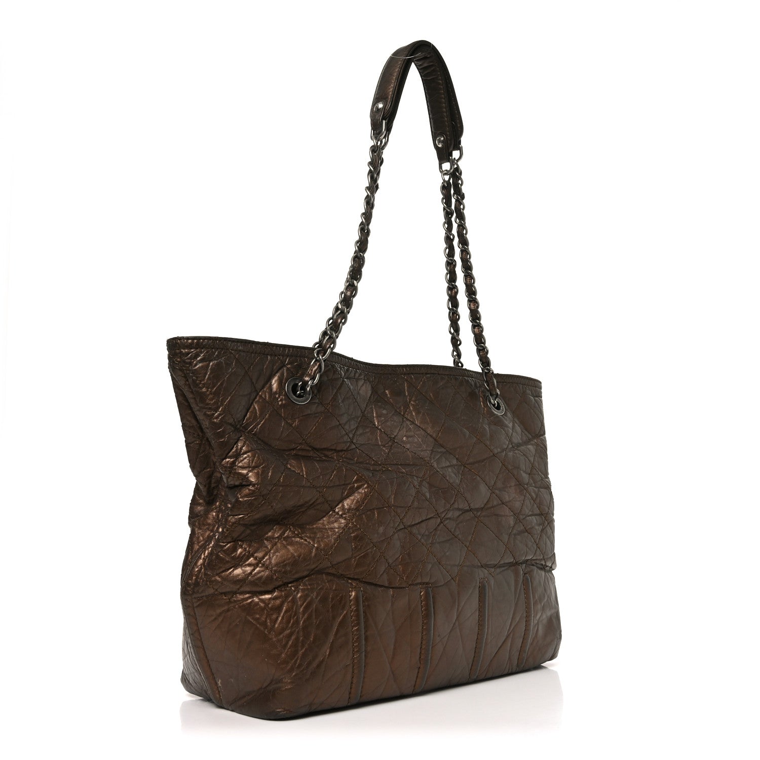 Metallic Aged Calfskin Large Shopping In Moscow Tote Bronze