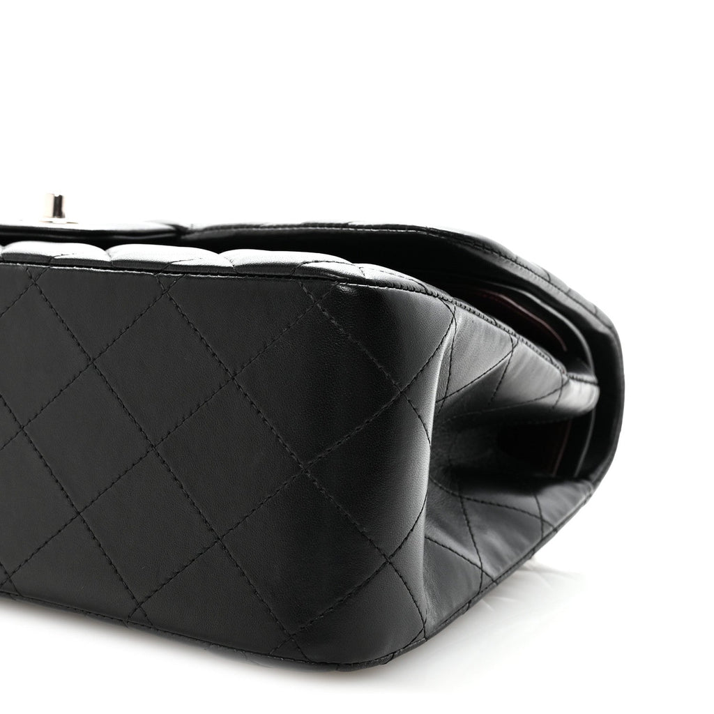Lambskin Quilted Jumbo Double Flap Black