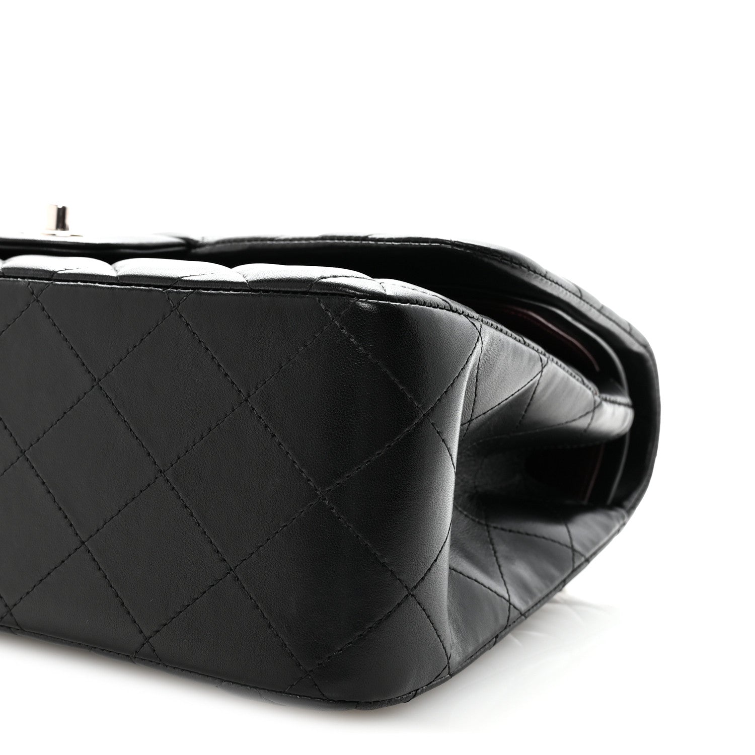 Lambskin Quilted Jumbo Double Flap Black