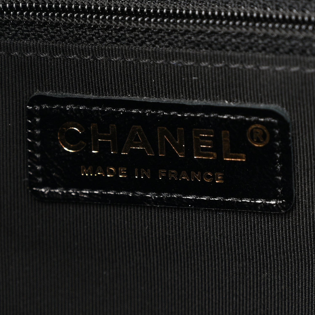 Crumpled Glazed Lambskin Quilted Mini Flap Black