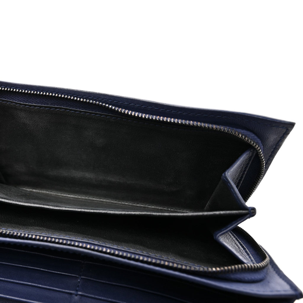 Nappa Intrecciato Continental Flap Wallet Dark Blue