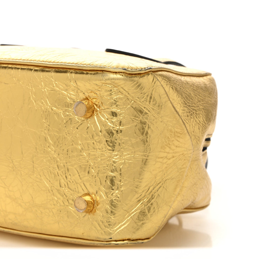 Metallic Calfskin Small Maeve Bag Gold