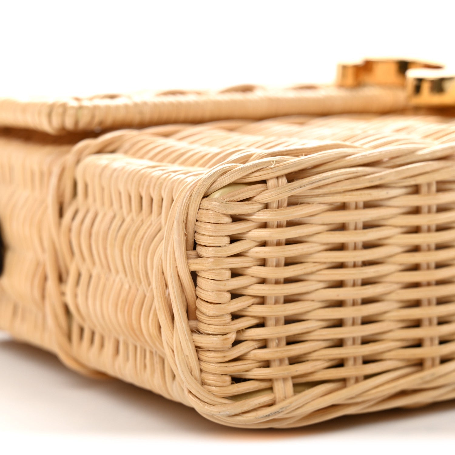 Wicker Calfskin Claude Shoulder Bag Natural