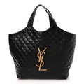 Lambskin Quilted Maxi Icare Shopping Tote Black