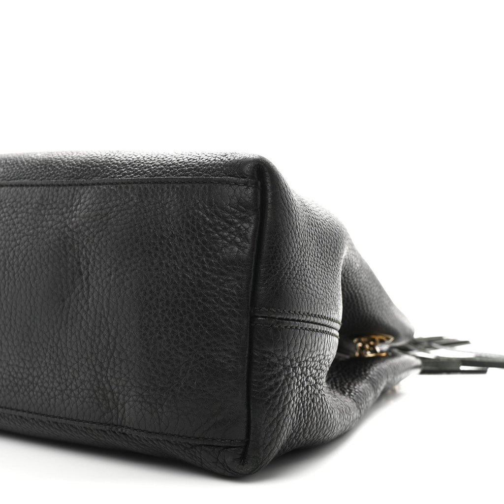 Pebbled Calfskin Medium Soho Chain Shoulder Bag Black