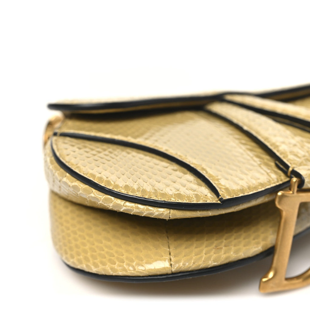 Snakeskin Mini Saddle Bag Green