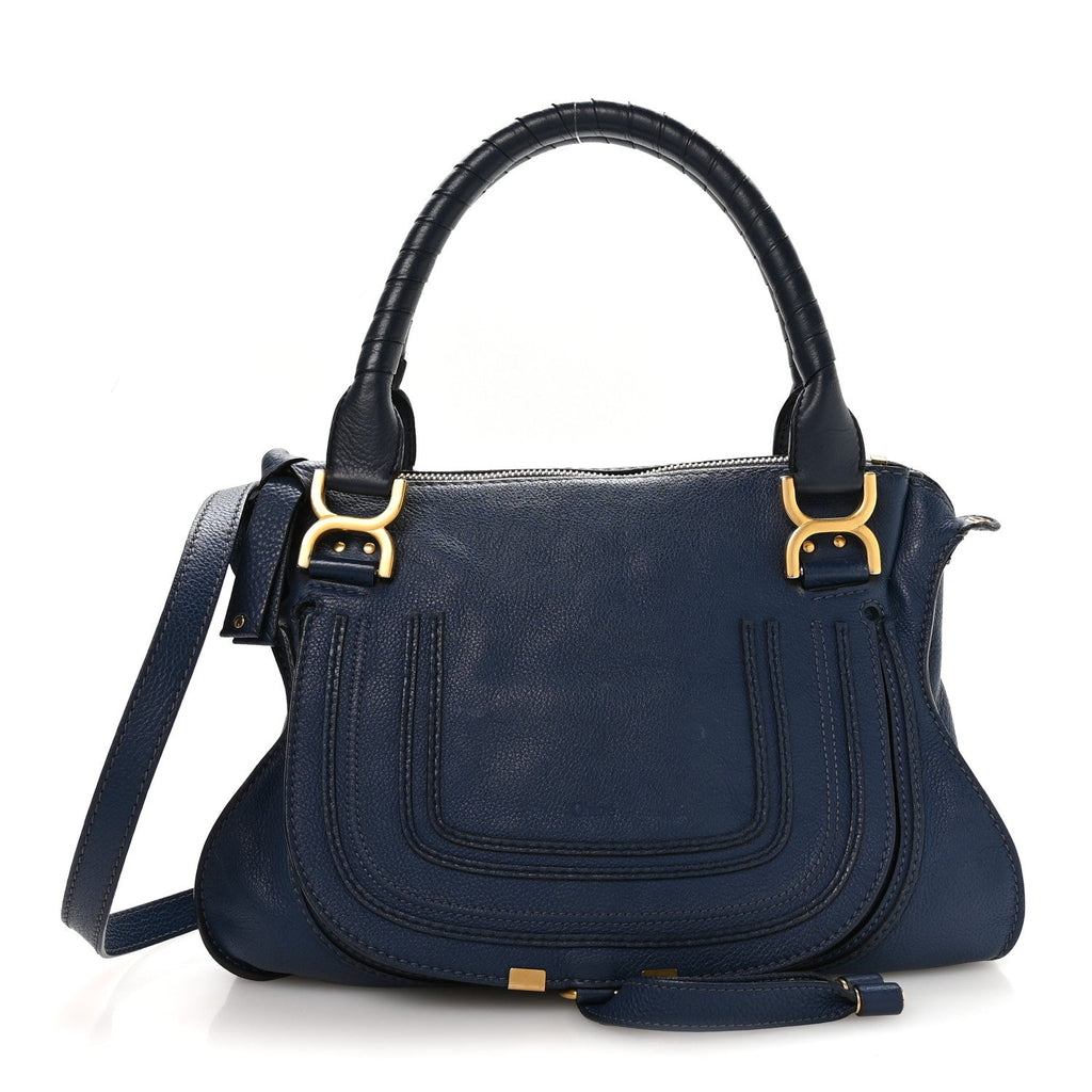 Calfskin Medium Marcie Satchel Royal Navy