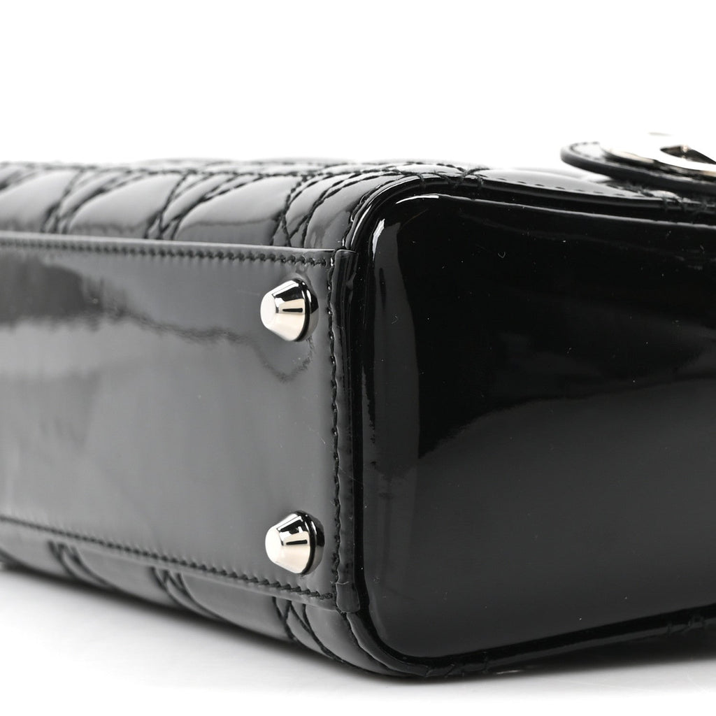 Patent Cannage Mini Lady Dior Black
