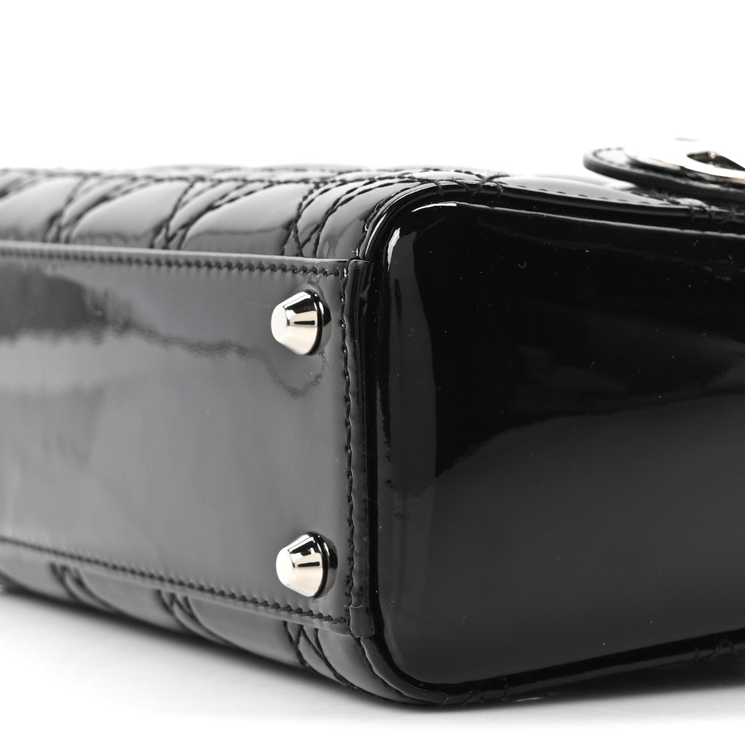 Patent Cannage Mini Lady Dior Black