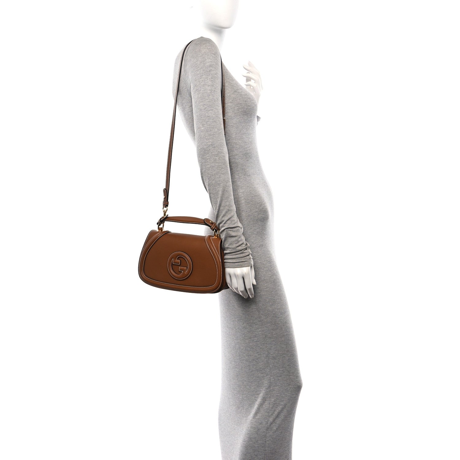 Roxy Calfskin Medium Blondie Top Handle Bag Brown