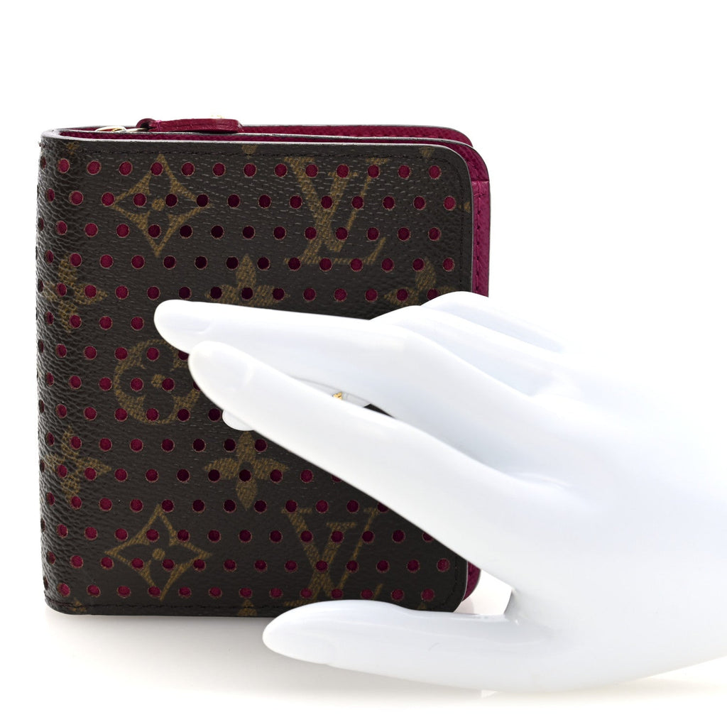 Monogram Perforated Compact Zipped Wallet Fuchsia