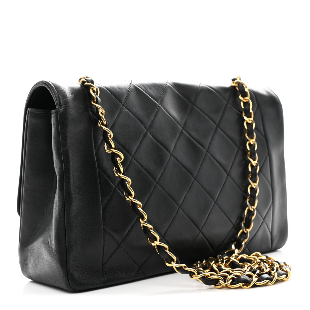 Lambskin Quilted Medium Single Flap Black