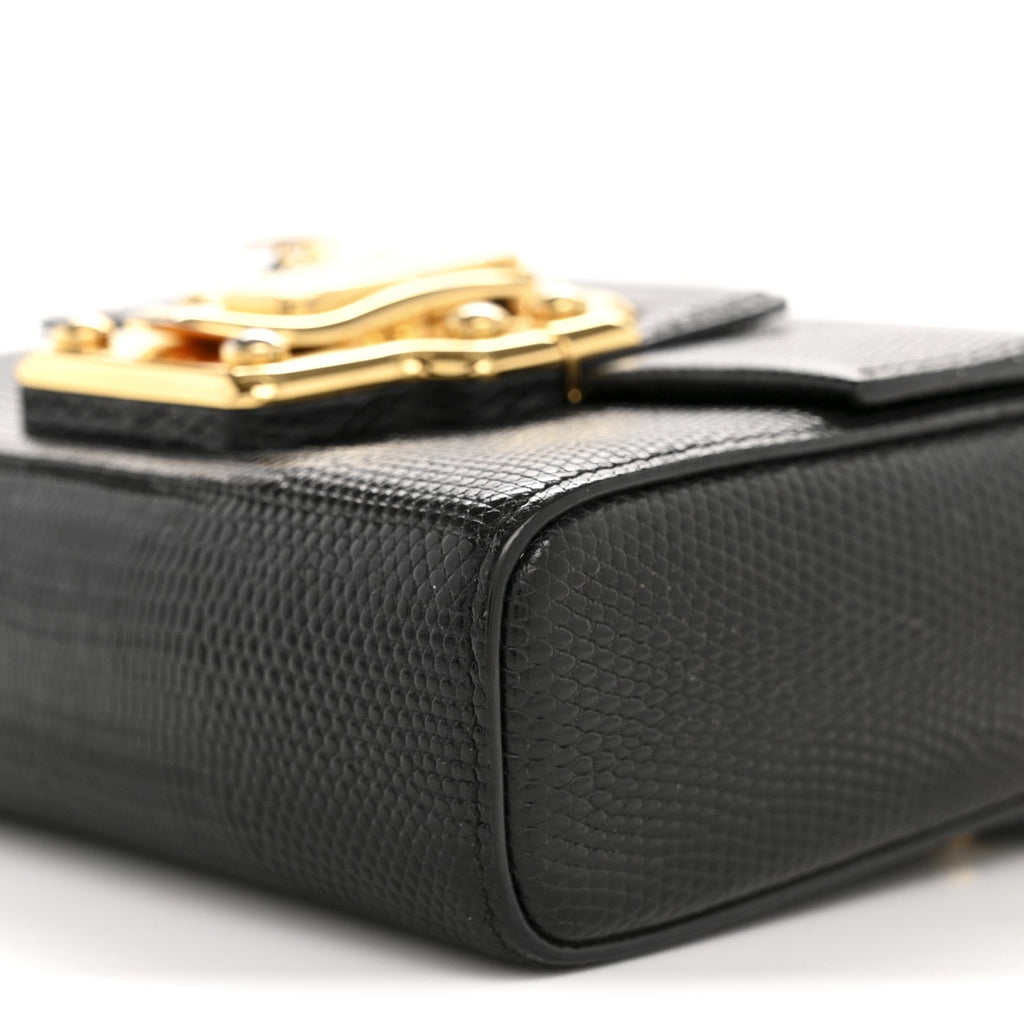 Calfskin Iguana Embossed Mini Lucia Satchel Black