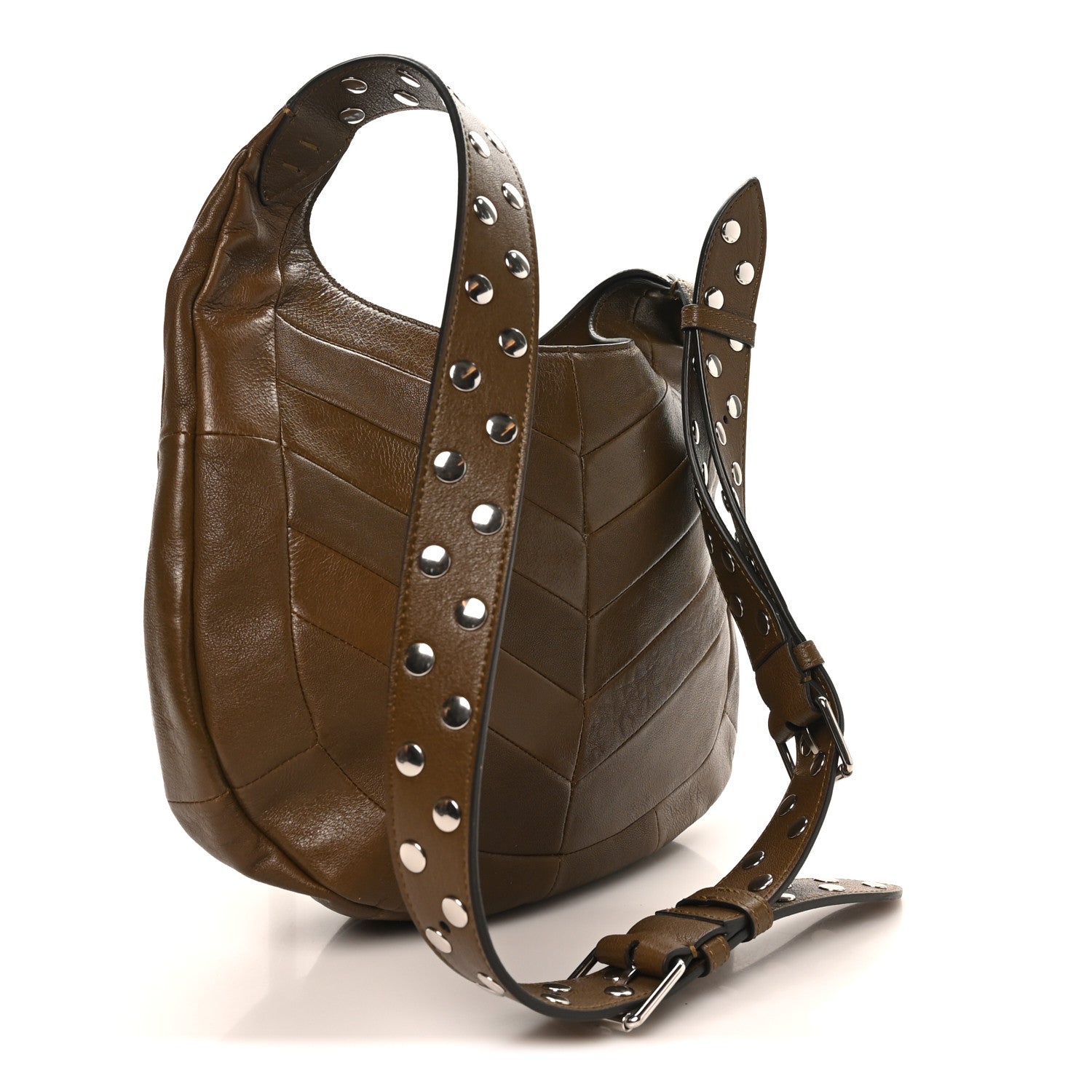 Shiny Nappa Chevron Patchwork Small Hoboho Bag Tundra
