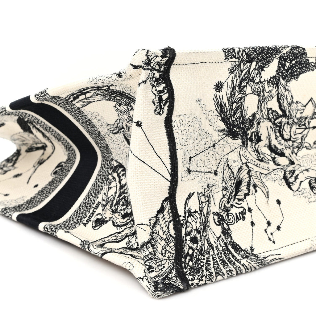 Canvas Zodiac Toile De Jouy Embroidered Large Book Tote Latte