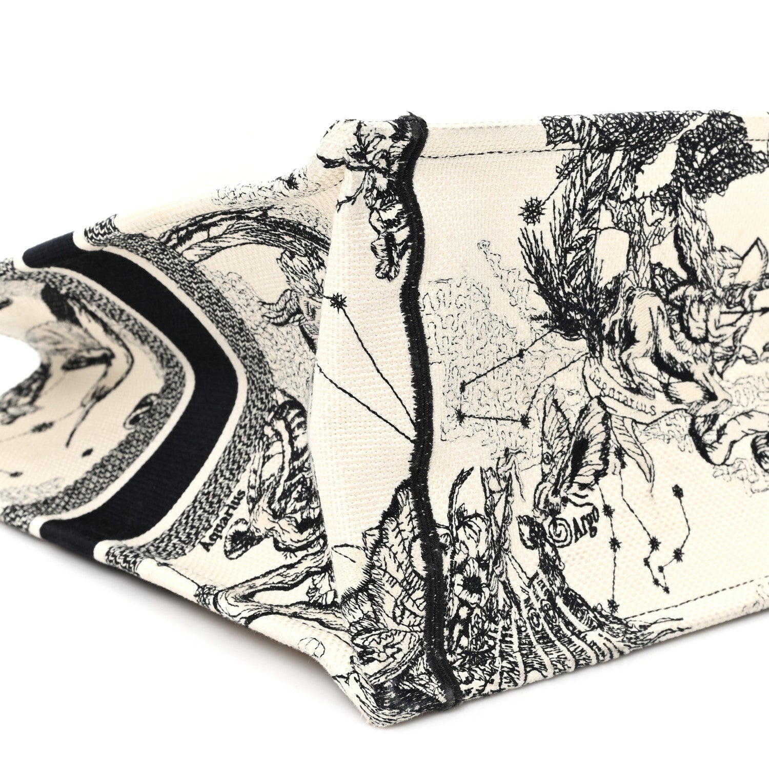 Canvas Zodiac Toile De Jouy Embroidered Large Book Tote Latte