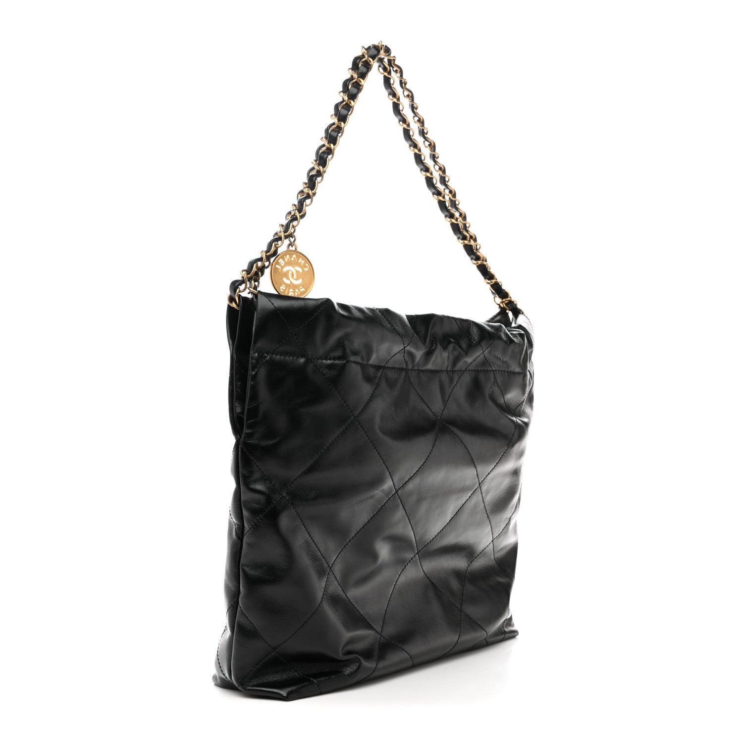 Shiny Calfskin Quilted Small Chanel 22 Black