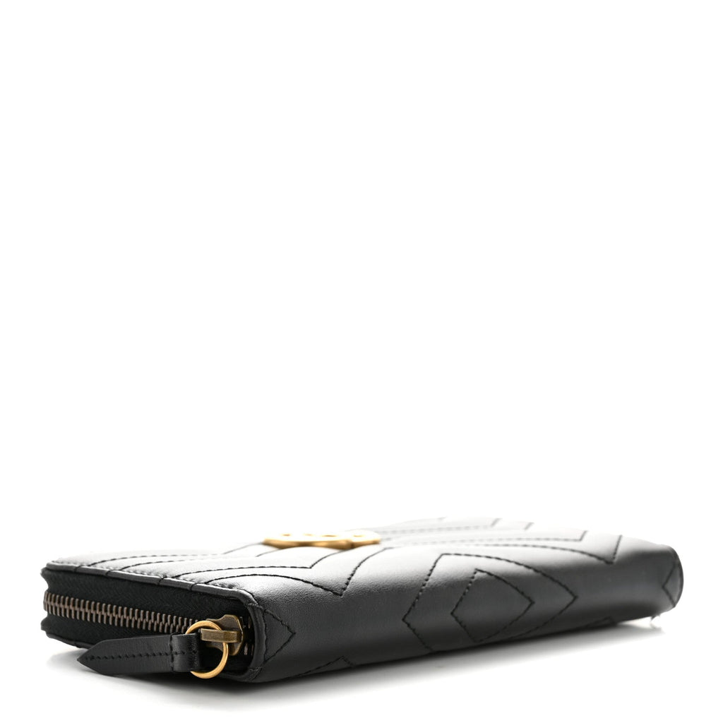 Calfskin Matelasse GG Marmont Zip Around Organizer Wallet Black