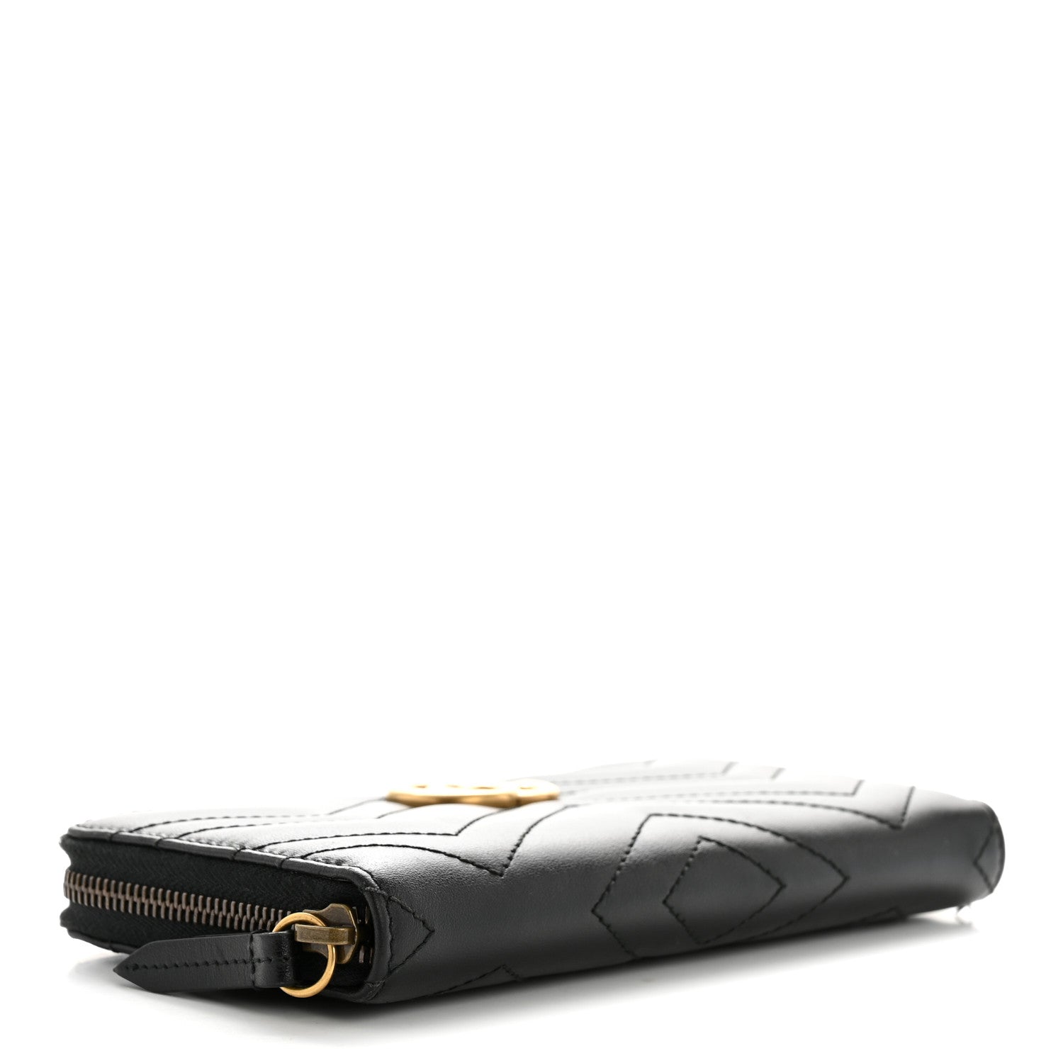 Calfskin Matelasse GG Marmont Zip Around Organizer Wallet Black