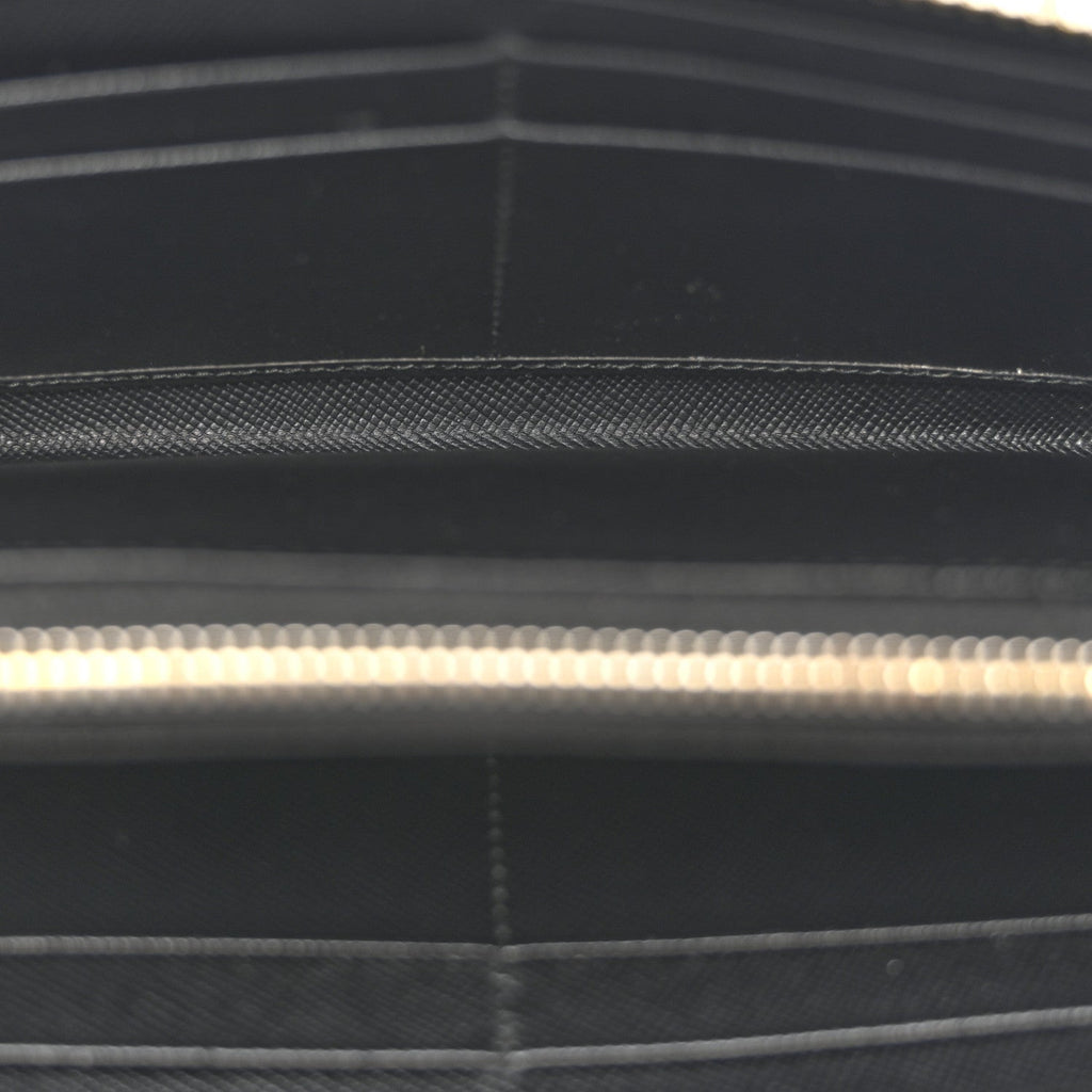 Saffiano Metal Zip Around Wallet Black