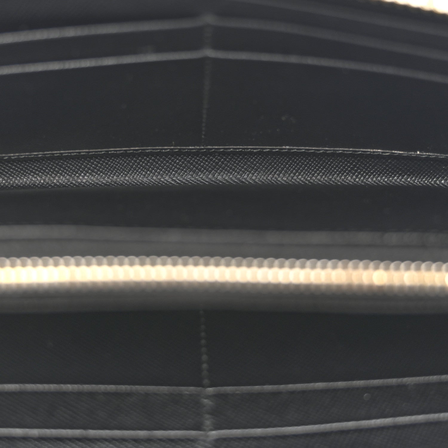 Saffiano Metal Zip Around Wallet Black