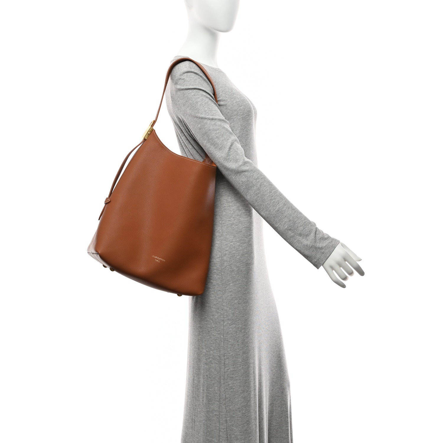 Grained Calfskin Low Key Hobo MM Cognac