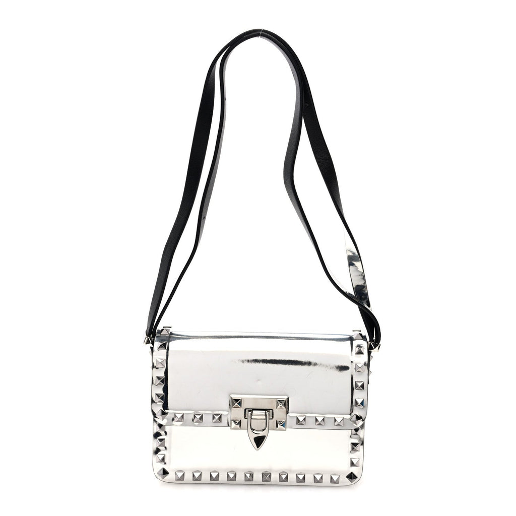 Mirror Calfskin Small Rockstud23 Shoulder Bag Silver