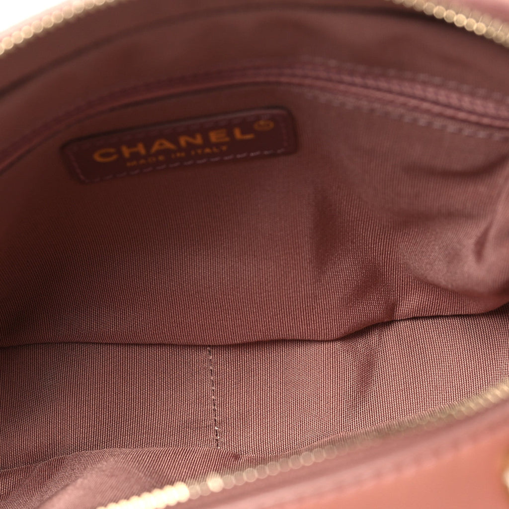 Lambskin Chevron Quilted Chain Around Camera Case Pink
